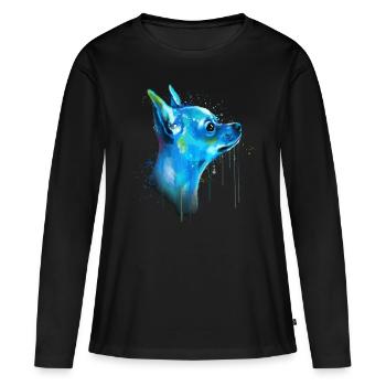 Cute Chihuahua Watercolor Painting Art - Women's Premium Organic Long Sleeve Shirt - black - Front - Julia (174cm)