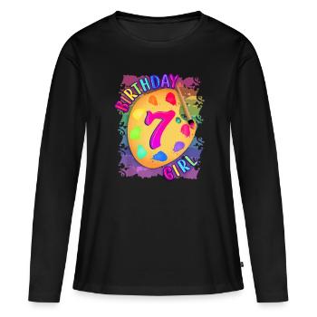 Geburtstagskind 7 Jahre alt Art Painting Party 7. Bi - Frauen Premium Bio Langarmshirt - Schwarz - Vorne - Julia (174cm)