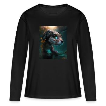 Science Fiction Evolved Animal Robot Otter - Frauen Premium Bio Langarmshirt - Schwarz - Vorne - Julia (174cm)