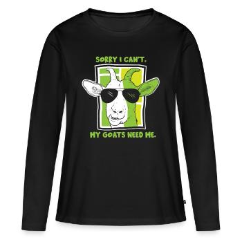 Malheureusement, mes chèvres n’ont pas besoin de moi animal - T-shirt manches longues Premium bio Femme - noir - Devant - Julia (174cm)