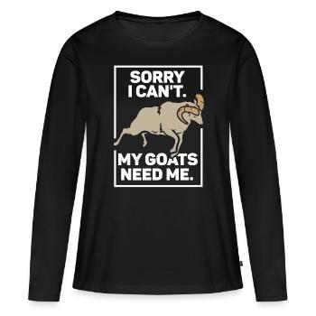 Malheureusement, mes chèvres n’ont pas besoin de moi animal - T-shirt manches longues Premium bio Femme - noir - Devant - Julia (174cm)
