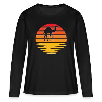 Camel Rétro - T-shirt manches longues Premium bio Femme - noir - Devant - Julia (174cm)