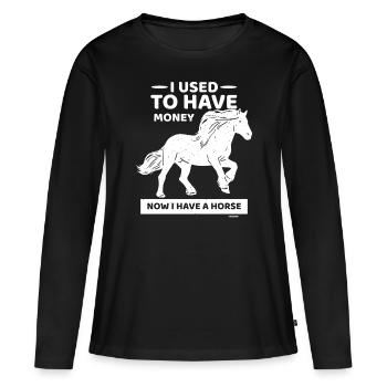Cheval - T-shirt manches longues Premium bio Femme - noir - Devant - Julia (174cm)