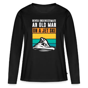 Never Underestimate An Old Man Water Sport Funny J - Women's Premium Organic Long Sleeve Shirt - black - Front - Julia (174cm)