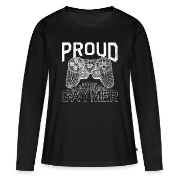 Fier gaymer, Gay Pride Gaming - T-shirt manches longues Premium bio Femme - noir - Devant - Julia (174cm)