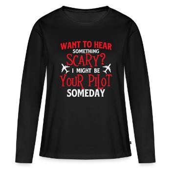 Ich könnte eines Tages Ihr Pilot sein - Airline Pilot Airc - Frauen Premium Bio Langarmshirt - Schwarz - Vorne - Julia (174cm)