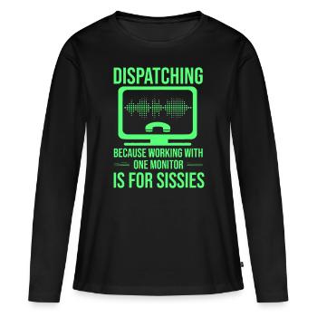 Drôle de répartiteur - Opérateur d’urgence Jaune mince - T-shirt manches longues Premium bio Femme - noir - Devant - Julia (174cm)