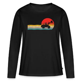 chargeuse sur pneus Retro T-shirt Chargeur sur pneus - T-shirt manches longues Premium bio Femme - noir - Devant - Julia (174cm)