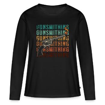Armurier Retro Pistolet Shooter Pistolet Fixer Armuriers - T-shirt manches longues Premium bio Femme - noir - Devant - Julia (174cm)
