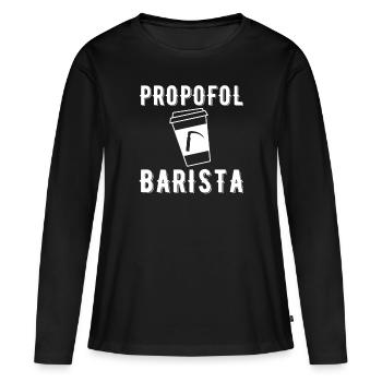 propofol barista laryngoscope anesthesiologist - Frauen Premium Bio Langarmshirt - Schwarz - Vorne - Julia (174cm)