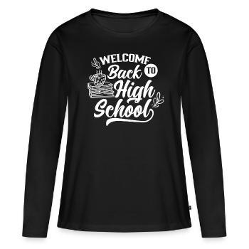 Bienvenue à l’école des enseignants du secondaire - T-shirt manches longues Premium bio Femme - noir - Devant - Julia (174cm)