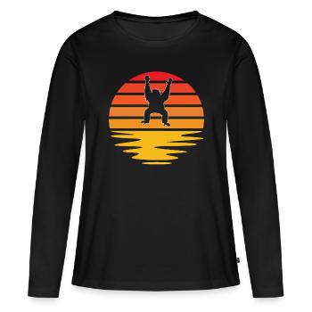 Gorilla Rétro - T-shirt manches longues Premium bio Femme - noir - Devant - Julia (174cm)