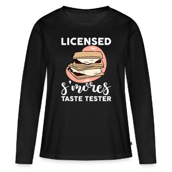 Licensed S'mores Button Tester 4 - Women's Premium Organic Long Sleeve Shirt - black - Front - Julia (174cm)