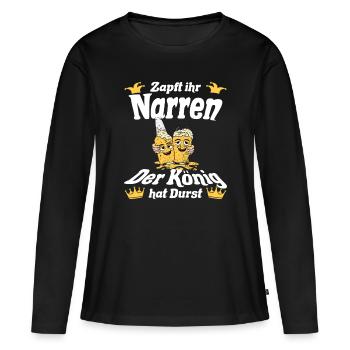 Schützenfest Zapt ihr Narren der König hat Durst - Frauen Premium Bio Langarmshirt - Schwarz - Vorne - Julia (174cm)