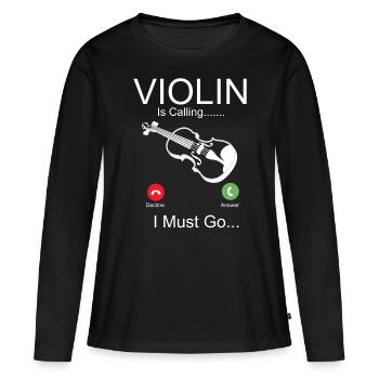 Violin Violinist Phone Display - Frauen Premium Bio Langarmshirt - Schwarz - Vorne - Julia (174cm)