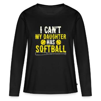 Je ne peux pas ma fille a un père de softball et maman mothe - T-shirt manches longues Premium bio Femme - noir - Devant - Julia (174cm)