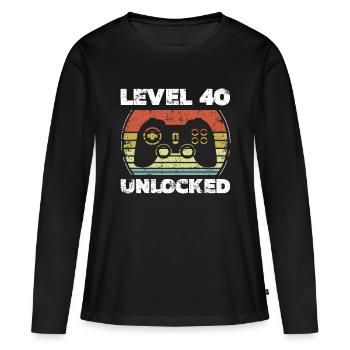 Niveau 40 Débloqué Funny Video Gamer 40th Birthdayl - T-shirt manches longues Premium bio Femme - noir - Devant - Julia (174cm)