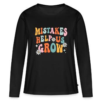 Groovy Growth Mindset Positive Retro Teacher Back - Frauen Premium Bio Langarmshirt - Schwarz - Vorne - Julia (174cm)