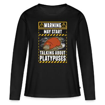 Avertissement Ornithorynque - T-shirt manches longues Premium bio Femme - noir - Devant - Julia (174cm)