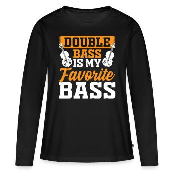 Drôle de contrebassiste - La contrebasse est ma faveur - T-shirt manches longues Premium bio Femme - noir - Devant - Julia (174cm)