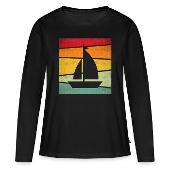 Rétro de la voile - T-shirt manches longues Premium bio Femme - noir - Devant - Julia (174cm)