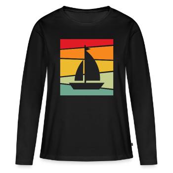 Rétro de la voile - T-shirt manches longues Premium bio Femme - noir - Devant - Julia (174cm)