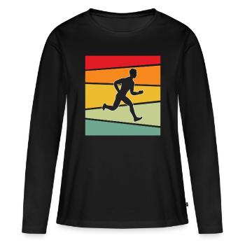 Jogging Rétro - T-shirt manches longues Premium bio Femme - noir - Devant - Julia (174cm)