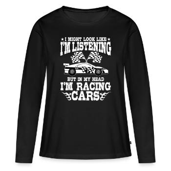 Racer Race Schnelle Autos Bahn Rennstrecke Rennfahrer - Frauen Premium Bio Langarmshirt - Schwarz - Vorne - Julia (174cm)