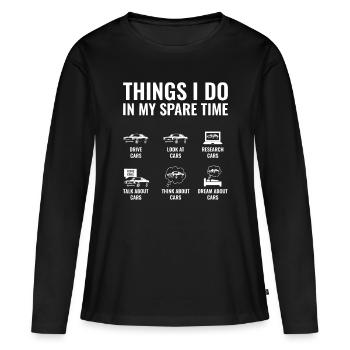 Dinge, die ich in meiner Freizeit mache Lustiges Auto Kerl Auto Ent - Frauen Premium Bio Langarmshirt - Schwarz - Vorne - Julia (174cm)