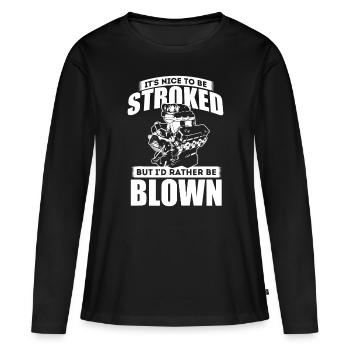 It's Nice To Be Streichelt - Lustige Rennwagen-Begeisterung - Frauen Premium Bio Langarmshirt - Schwarz - Vorne - Julia (174cm)