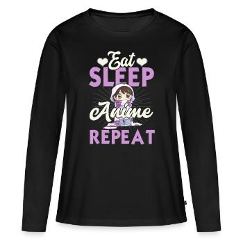 Eat Sleep Anime Repeat Japanese Manga Lover Cospla - Women's Premium Organic Long Sleeve Shirt - black - Front - Julia (174cm)