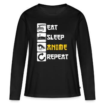 Eat Sleep Anime Repeat | Manga Japan Saying Cospla - Women's Premium Organic Long Sleeve Shirt - black - Front - Julia (174cm)