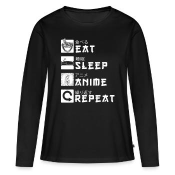Eat Sleep Anime Repeat Japanese Manga Lover Cospla - Women's Premium Organic Long Sleeve Shirt - black - Front - Julia (174cm)