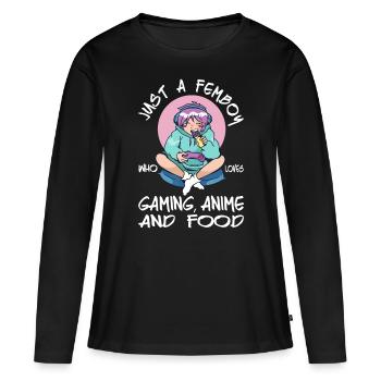 Femboy Outfit - Anime Gaming Femboy Top - Sissiesn - Frauen Premium Bio Langarmshirt - Schwarz - Vorne - Julia (174cm)