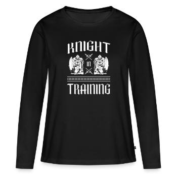 Chevalier en formation Foire Renaissance Ren Faire - T-shirt manches longues Premium bio Femme - noir - Devant - Julia (174cm)
