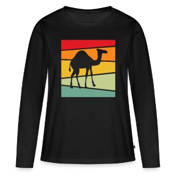 Rétro Dromadaire - T-shirt manches longues Premium bio Femme - noir - Devant - Julia (174cm)