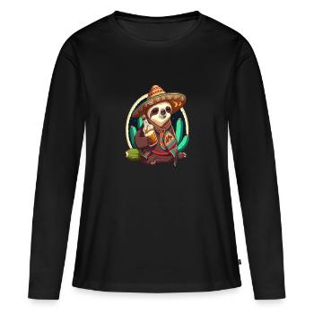 Cute Sloth Animal Owners Drunk Mexican Sloth - Frauen Premium Bio Langarmshirt - Schwarz - Vorne - Julia (174cm)