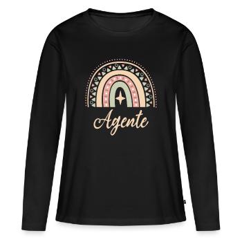 Cadeau Agente. Boho Rainbow agente. Rainbow boho. - T-shirt manches longues Premium bio Femme - noir - Devant - Julia (174cm)