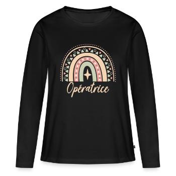 Cadeau Opératrice. Boho Rainbow opératrice. - T-shirt manches longues Premium bio Femme - noir - Devant - Julia (174cm)