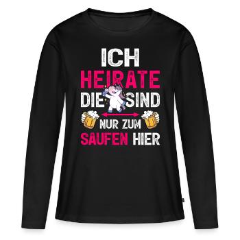 Kostüm Braut T-Shirt JGA Frauen Outfit Polterabend - Frauen Premium Bio Langarmshirt - Schwarz - Vorne - Julia (174cm)