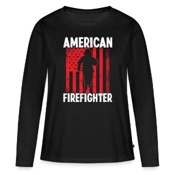 Firefighter American Firefighter Fire Department - Women's Premium Organic Long Sleeve Shirt - black - Front - Julia (174cm)