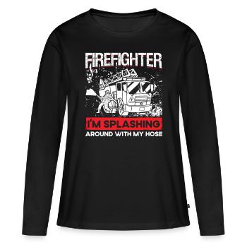 Un pompier de Feuerwehrmann éclabousse la brigade - T-shirt manches longues Premium bio Femme - noir - Devant - Julia (174cm)
