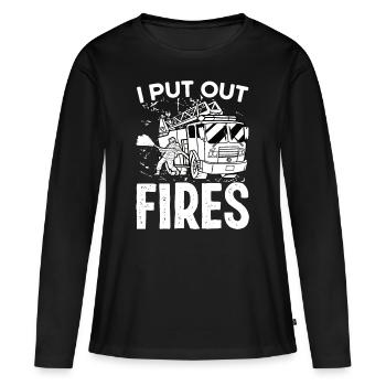 Un pompier éteint les incendies Pompiers - T-shirt manches longues Premium bio Femme - noir - Devant - Julia (174cm)