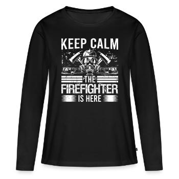 Feuerwehrmann The Firefighter Is Here Feuerwehr - Women's Premium Organic Long Sleeve Shirt - black - Front - Julia (174cm)