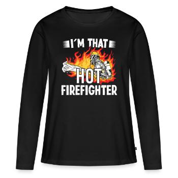 Firefighter at That Hot Firefighter Fire Brigade - Women's Premium Organic Long Sleeve Shirt - black - Front - Julia (174cm)