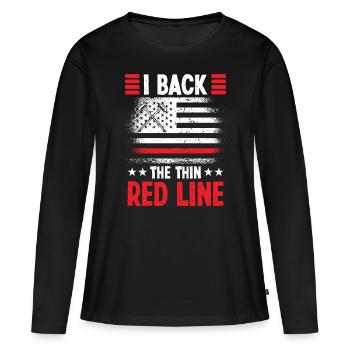 Firefighter Back Thin Red Line Fire Brigade - Women's Premium Organic Long Sleeve Shirt - black - Front - Julia (174cm)