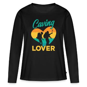 Höhlenliebhaber Cave Höhlenwandern Caving Höhle - Frauen Premium Bio Langarmshirt - Schwarz - Vorne - Julia (174cm)