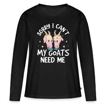 Malheureusement, mes chèvres n’ont pas besoin de moi animal - T-shirt manches longues Premium bio Femme - noir - Devant - Julia (174cm)