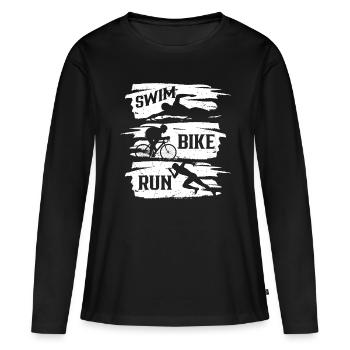 Natation Vélo Course Triathlète Triathlète Triathlon Triathlète - T-shirt manches longues Premium bio Femme - noir - Devant - Julia (174cm)