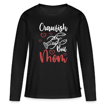 Crawfish Boil Mom Shirt Cadeau Fête des mères - T-shirt manches longues Premium bio Femme - noir - Devant - Julia (174cm)